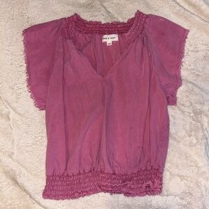 Cloth and Stone V Neck Smocked Top